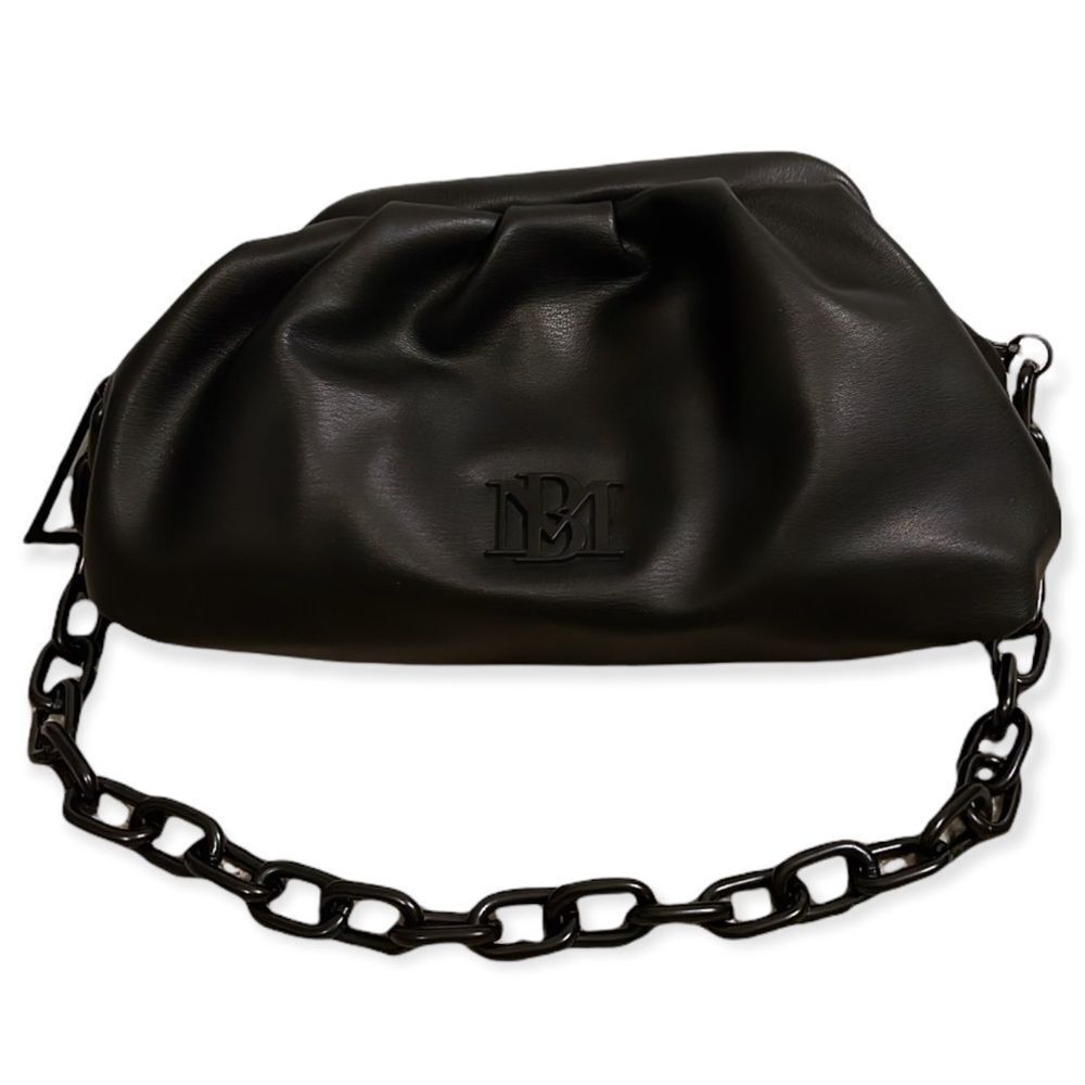 NWT BADGLEY MISCHKA Vegan Leather Wrapped Frame Clutch w/ Chain Strap